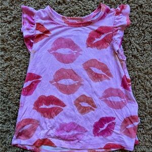 Posh Peanut Pink and Orange Lip Print Tee